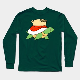 Pug and Red Shelled Turtle Long Sleeve T-Shirt